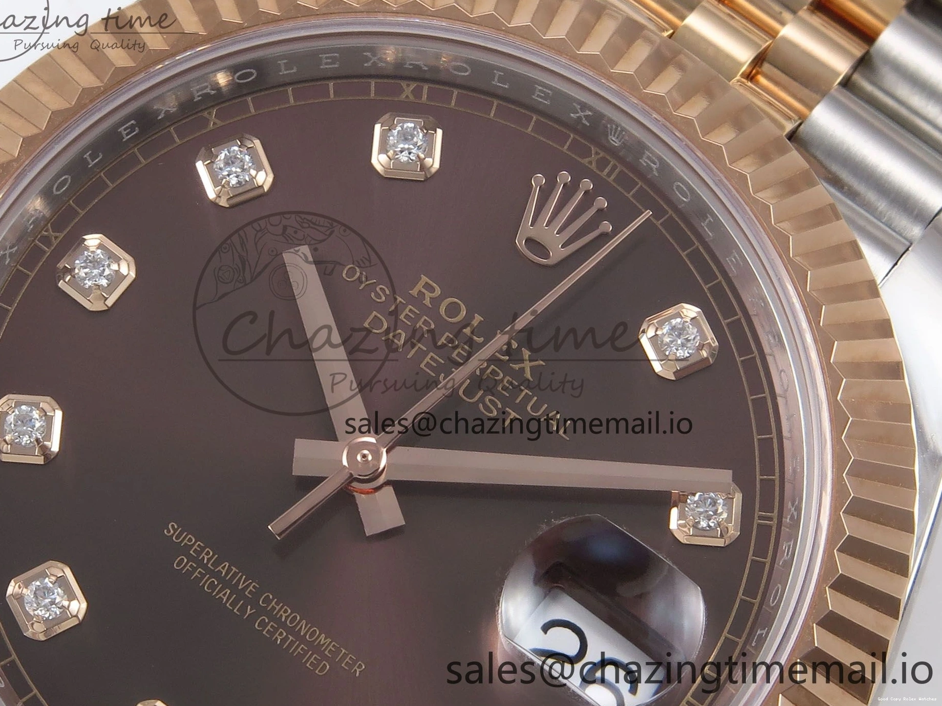 Good Copy Rolex Watches SH3235（Gain ARF Edition 126331 SS Brown DateJust Bracelet 1111 on RG Jubilee 1:1 41 Diamonds 904L Best Thermal Steel Weight） Dial 1230